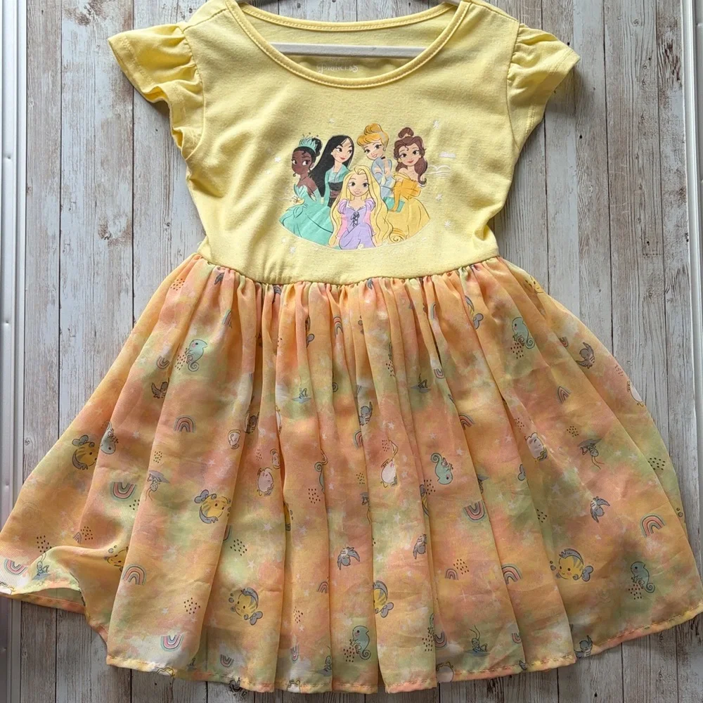 Disney Yellow Princess Kids Dress - Picture 1 of 4